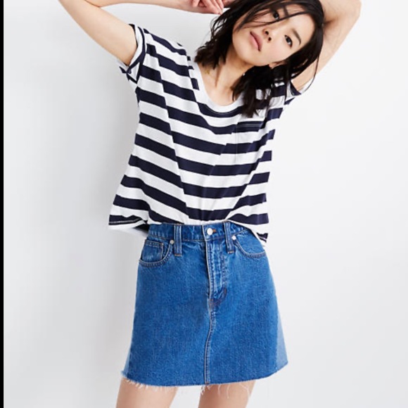 Like New! Madewell Pieced Rigid Denim Mini Skirt